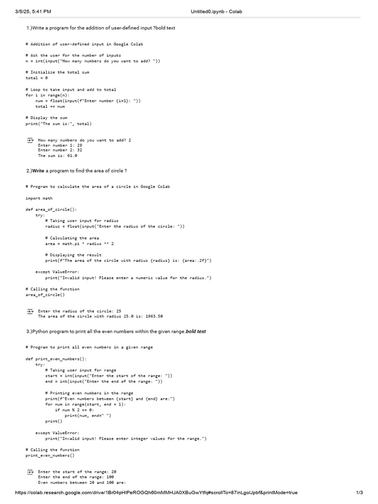 Python Programs for Basic Calculations | PDF | Integer (Computer ...
