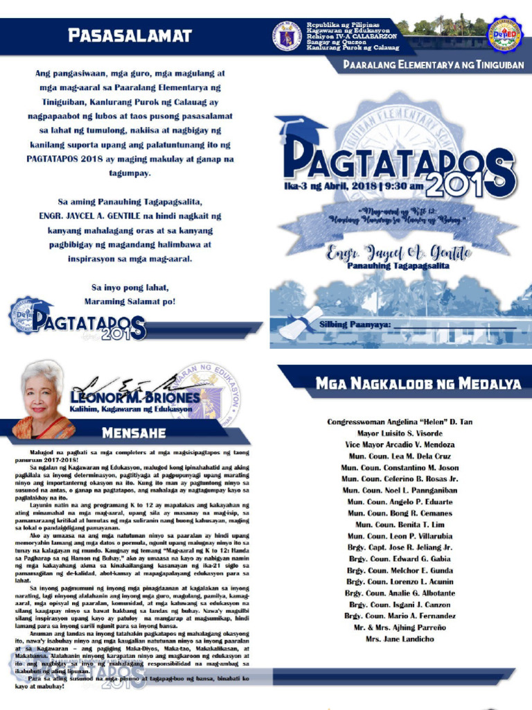 Sample Graduation Program by Sir Peter Castillo | PDF