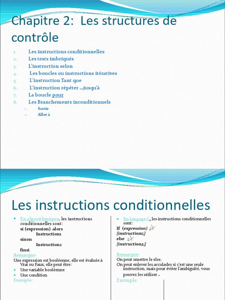 Structures de contrôle en algorithmique | PDF | Structure de contrôle ...