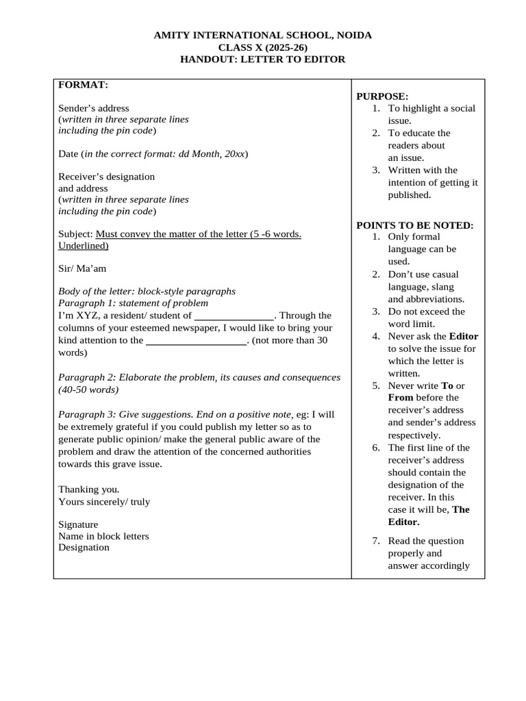 Letter to Editor Writing Guide | PDF
