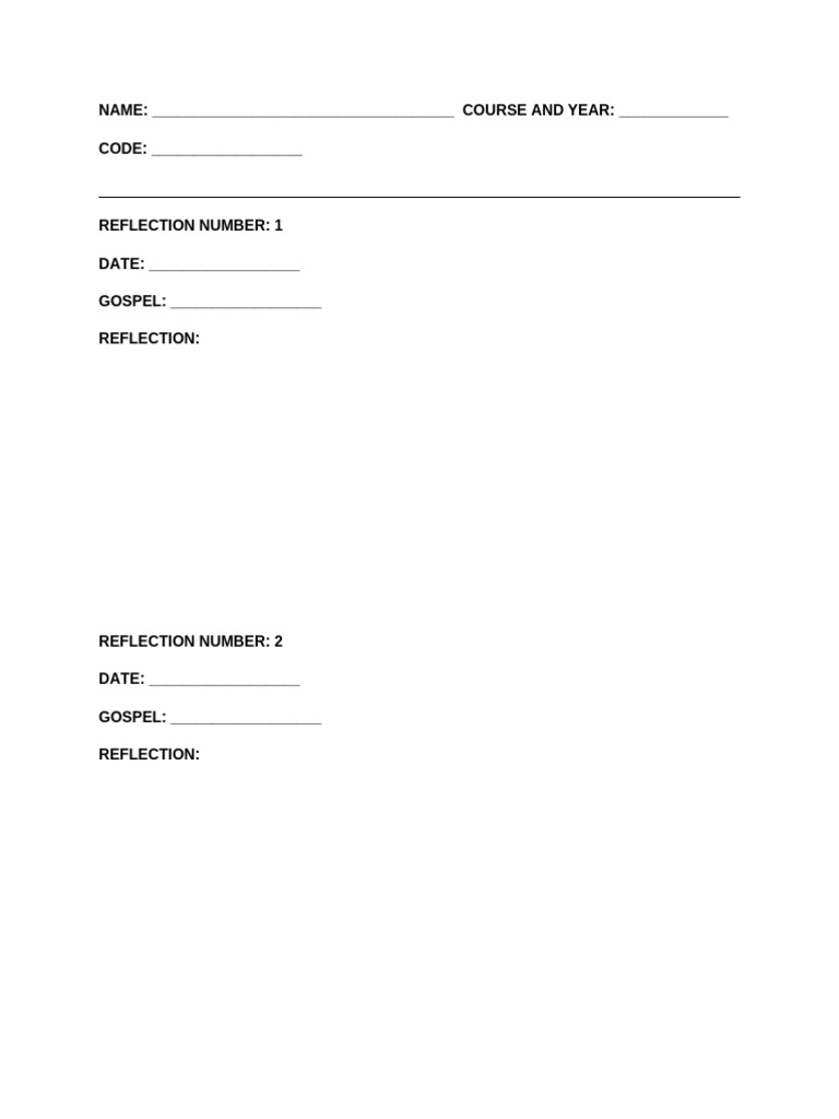 Reflection Template 1061 | PDF
