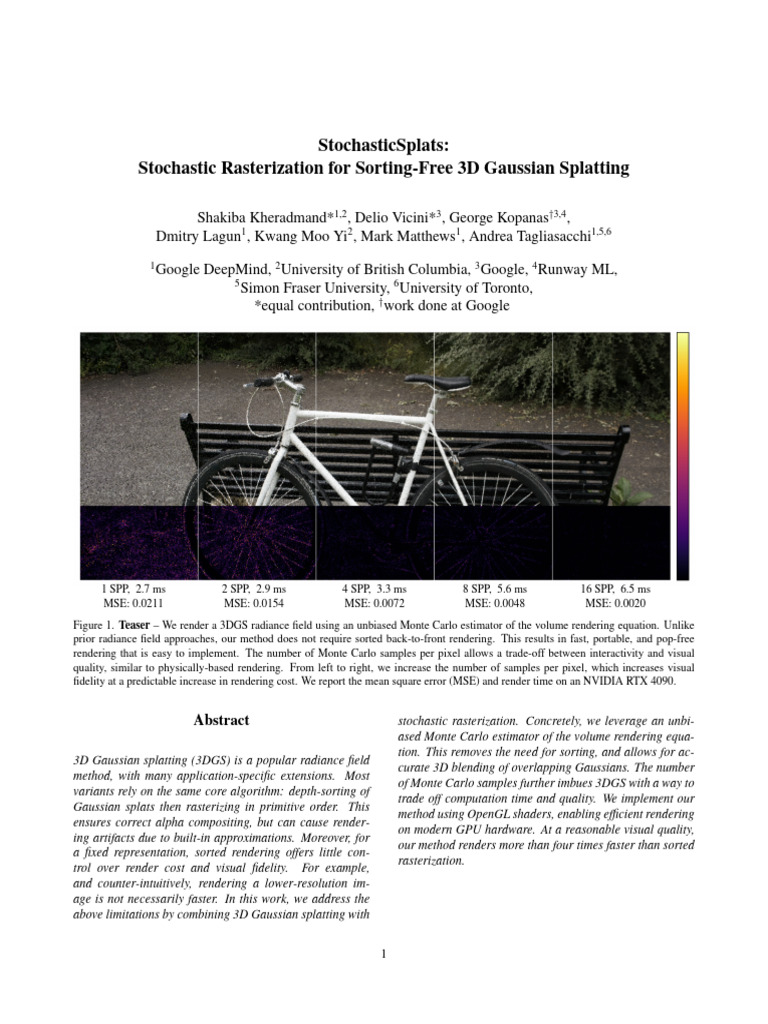 Stochastic Rasterization for 3D Gaussian Splatting | PDF | Rendering ...