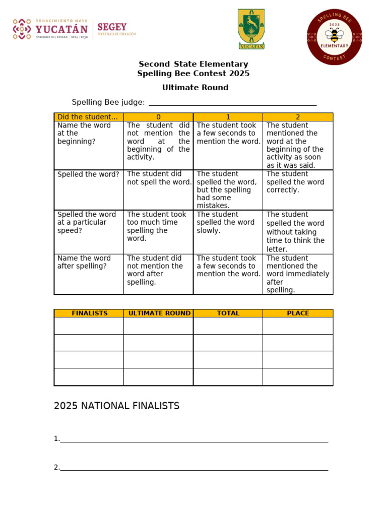 Rubric Ultimate Round | PDF
