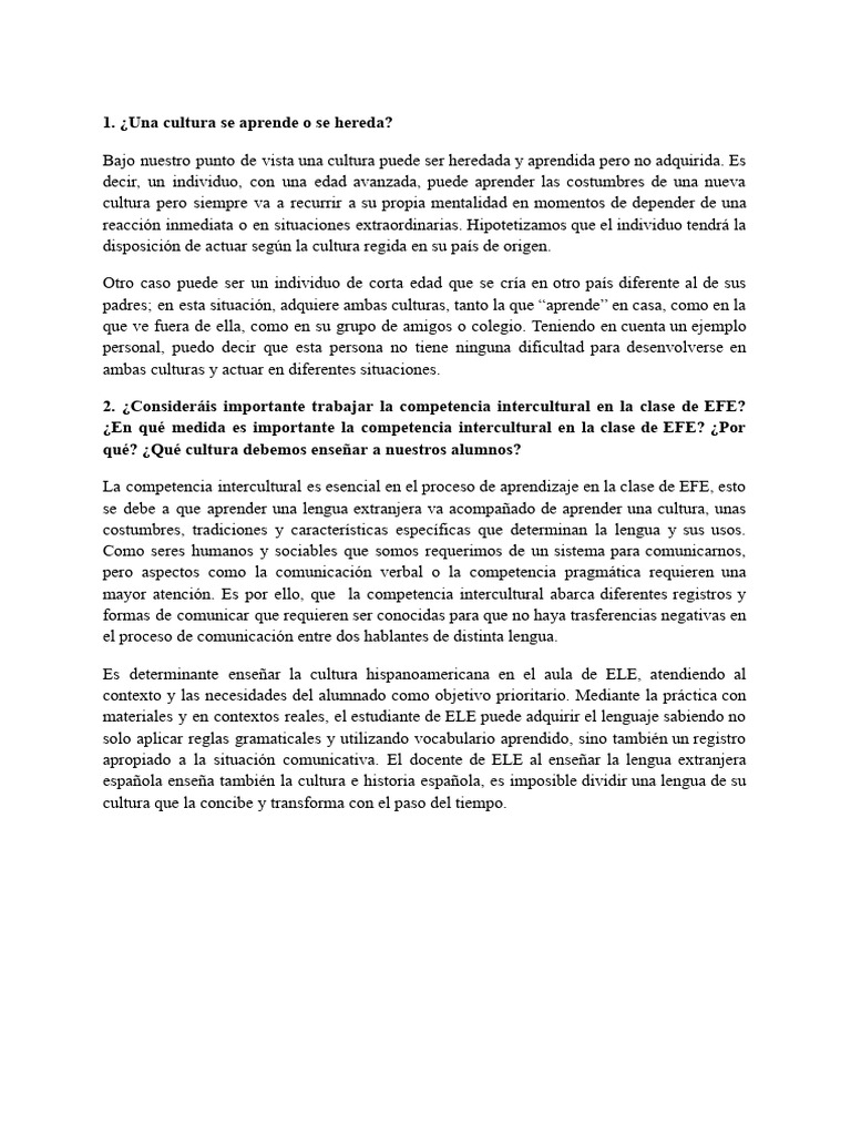 Cultura, ¿Se Hereda o Aprende | PDF
