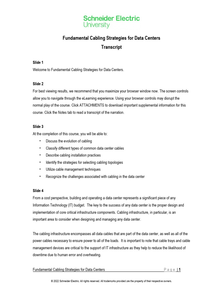 Data Center Cabling Strategies Explained | PDF | Optical Fiber ...