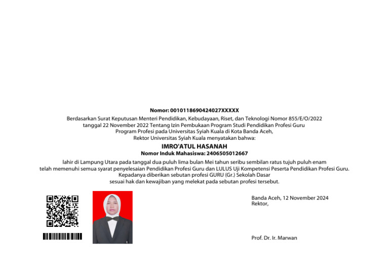 Lulus Pendidikan Profesi Guru 2024 | PDF