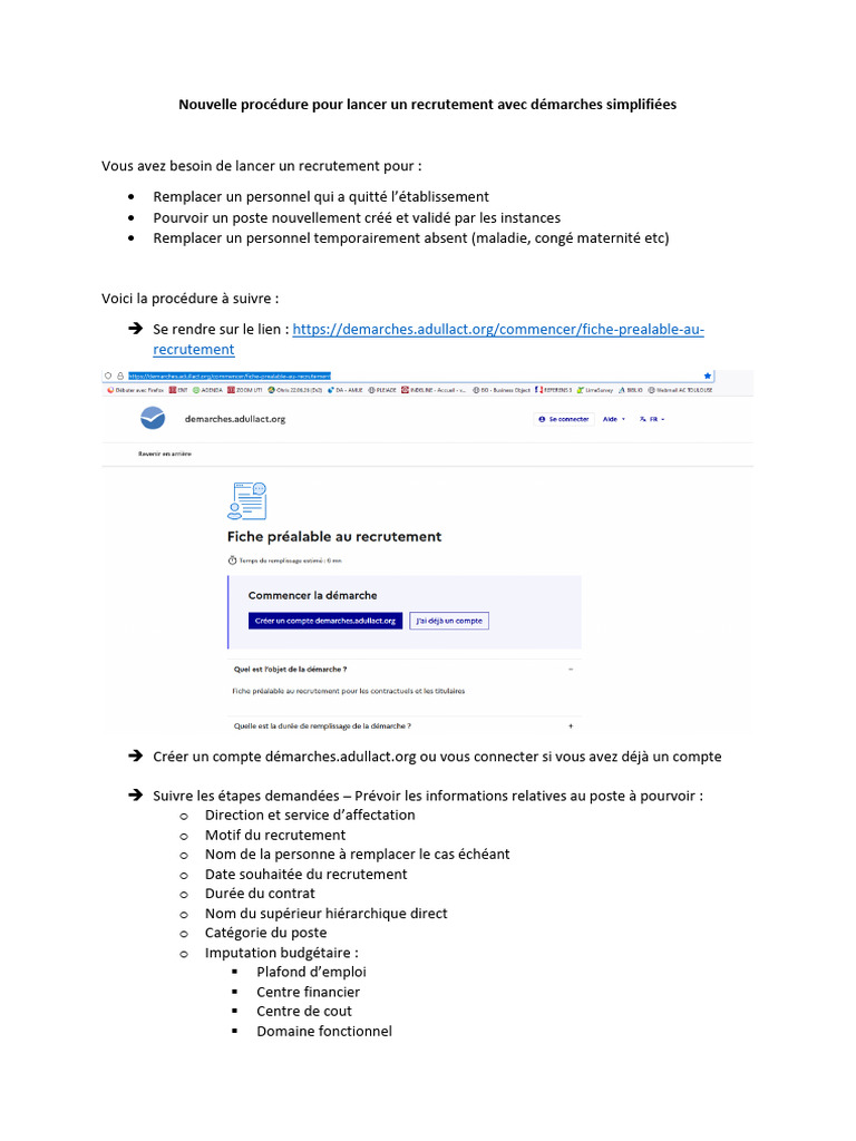 Procédure simplifiée de recrutement | PDF