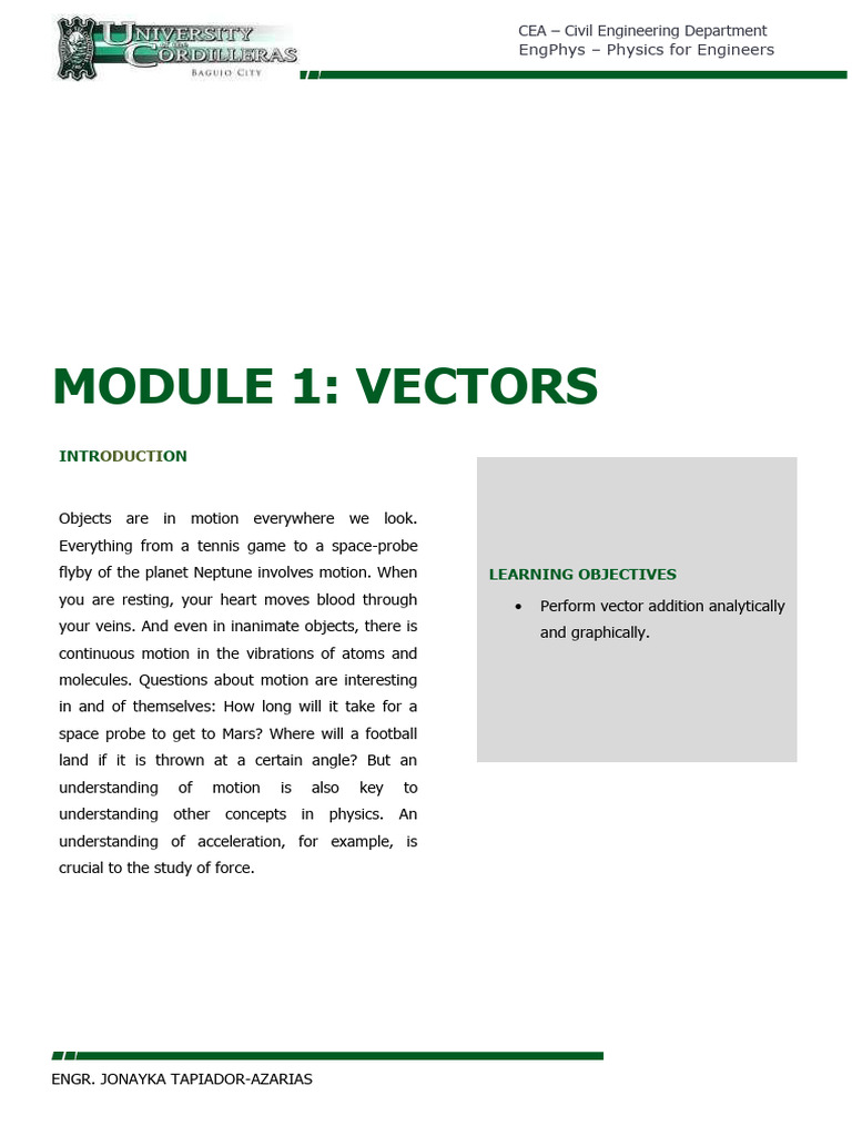 Scalars vs. Vectors in Motion Analysis | PDF | Euclidean Vector | Distance