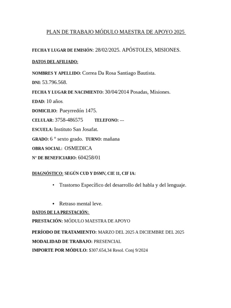 Plan de Trabajo Módulo Maestra 2025 | PDF | Escuelas | Aprendizaje