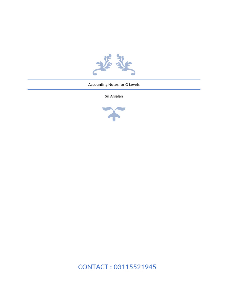 O Level Accounting Study Notes | PDF | Debits And Credits | Bookkeeping