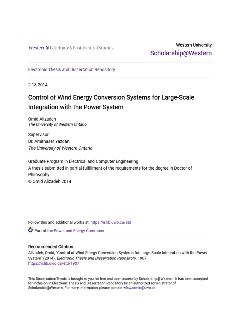 Control of Wind Energy Systems Integration | PDF | Wind Turbine | Turbine