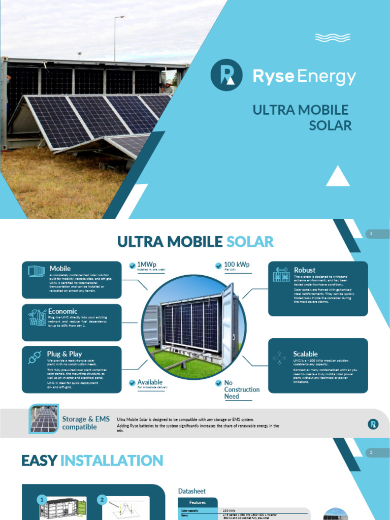 Ryse UMS100 Product Presentation | PDF | Solar Power | Solar Panel