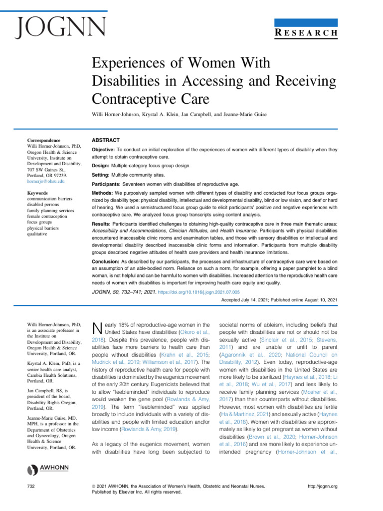 Experiences of Women With Disabilities in Accessin | PDF | Disability ...