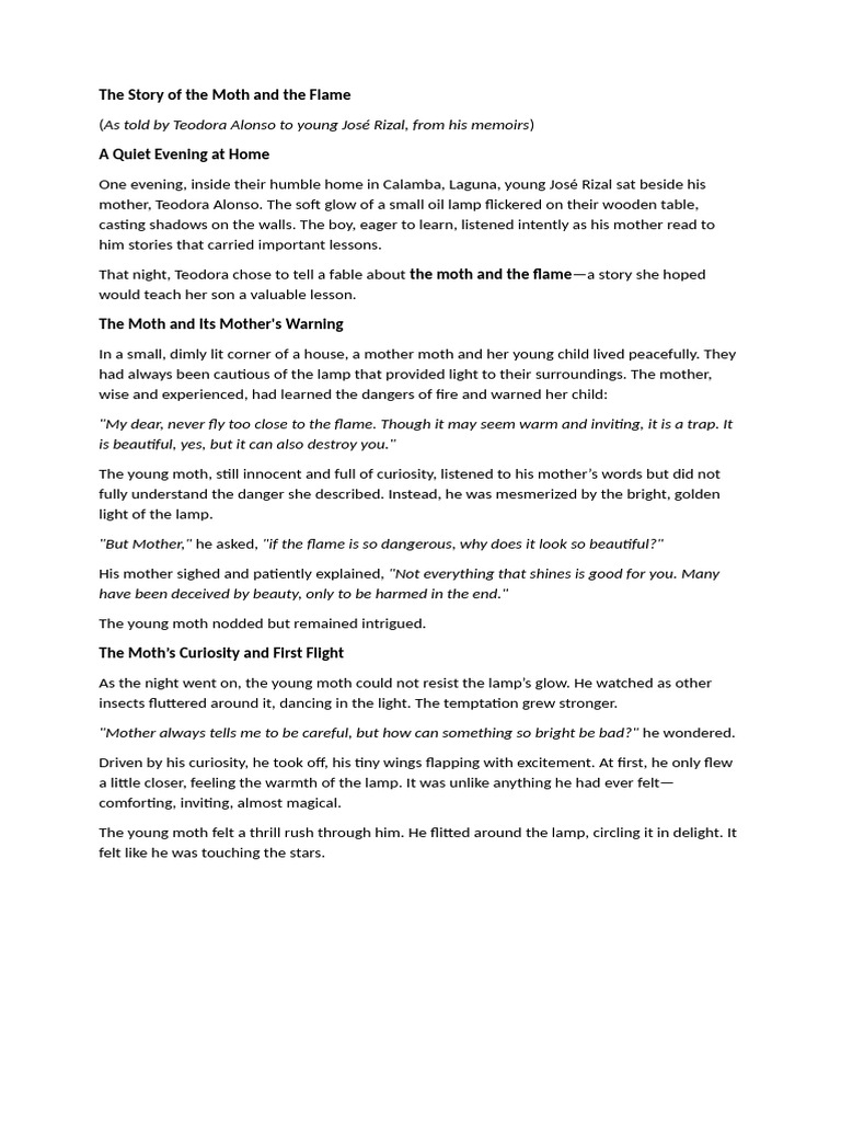 Rizal's Moth and Flame: A Life Metaphor | PDF | Courage
