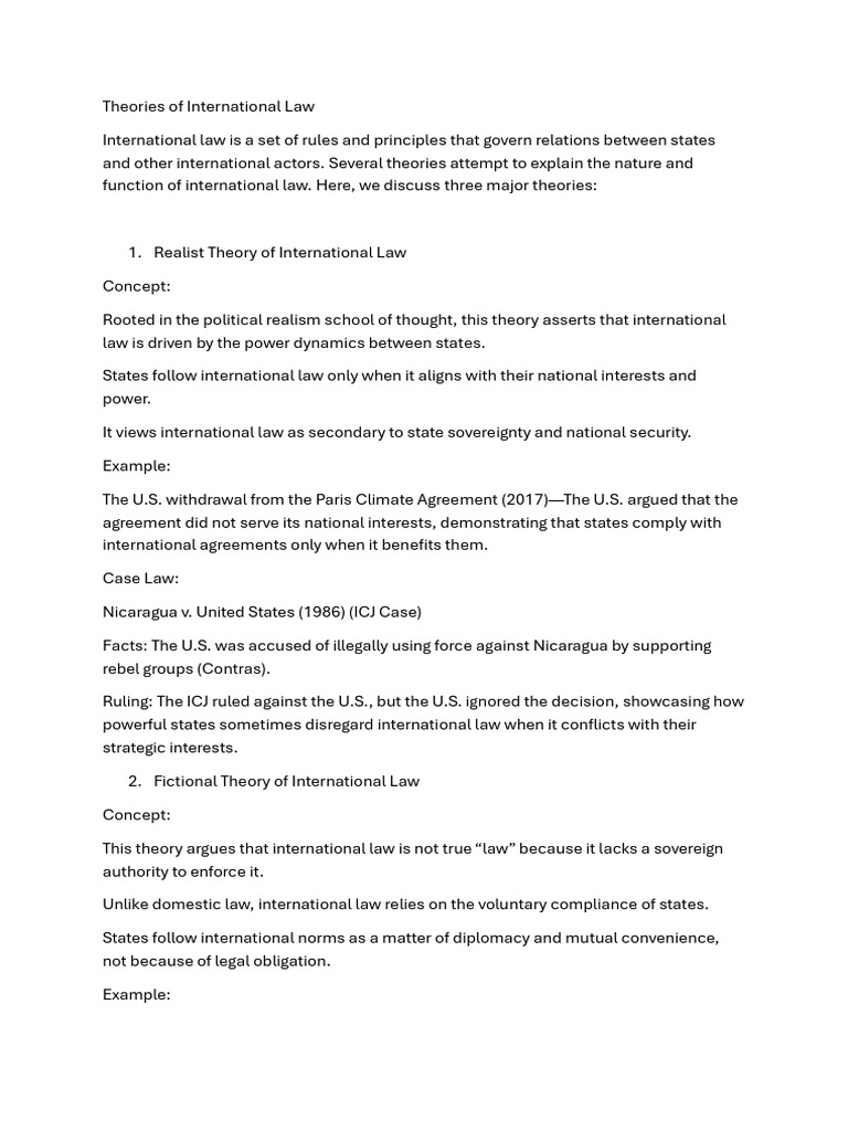 Theories of International Law Explained | PDF | International Law ...