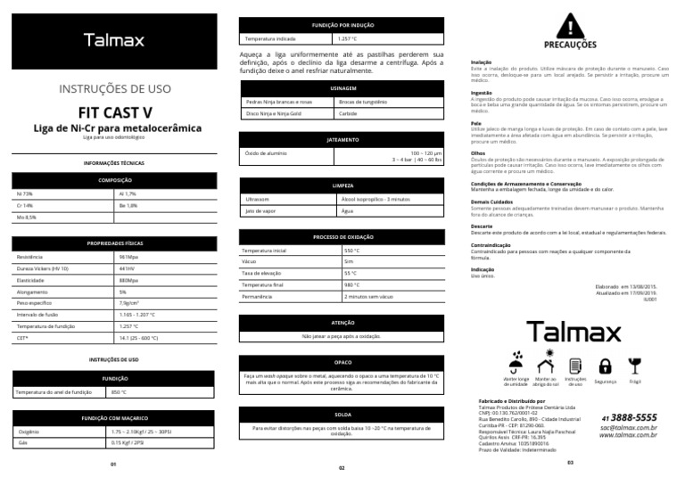 Instruções para Uso do Fit Cast V | PDF | Ciências Físicas | Materiais