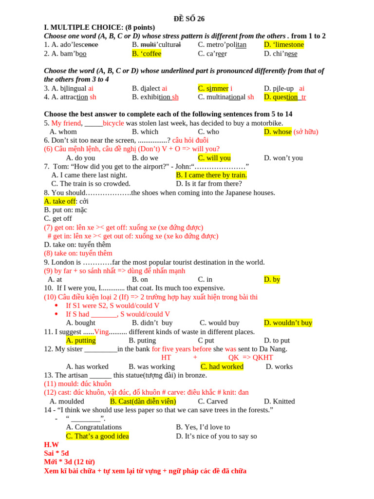 English Language Test Practice Document | PDF | Teachers