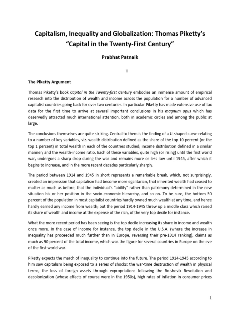 Piketty on Capitalism and Inequality | PDF | Poverty & Homelessness ...