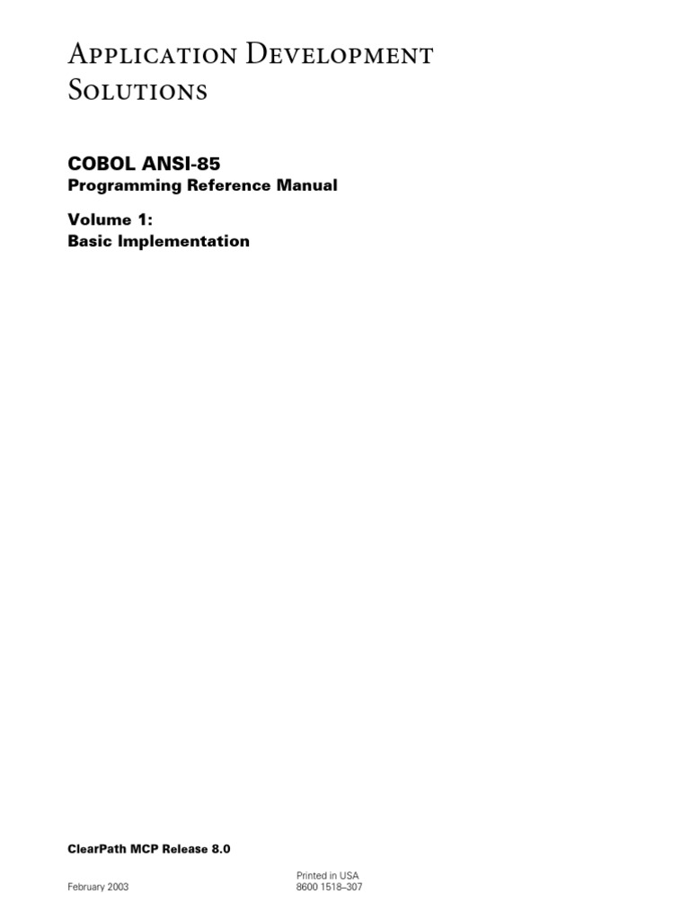 COBOL ANSI-85 Programming Manual | PDF | Boolean Data Type | Computer File