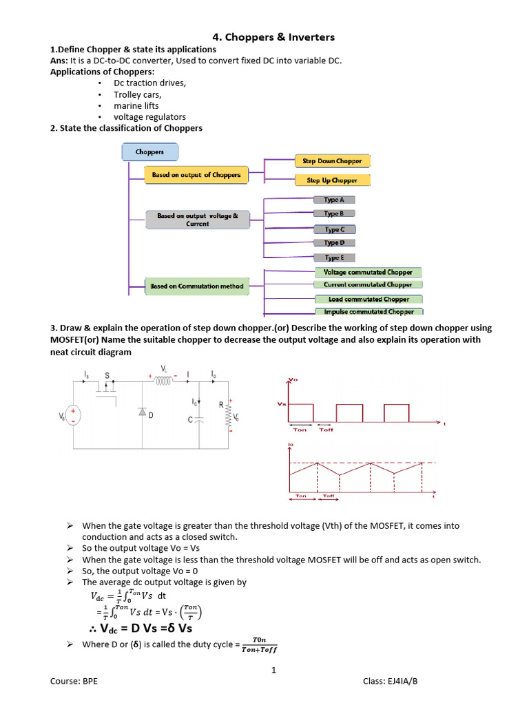 Step Down Chopper and Inverter Overview | PDF | Power Inverter ...