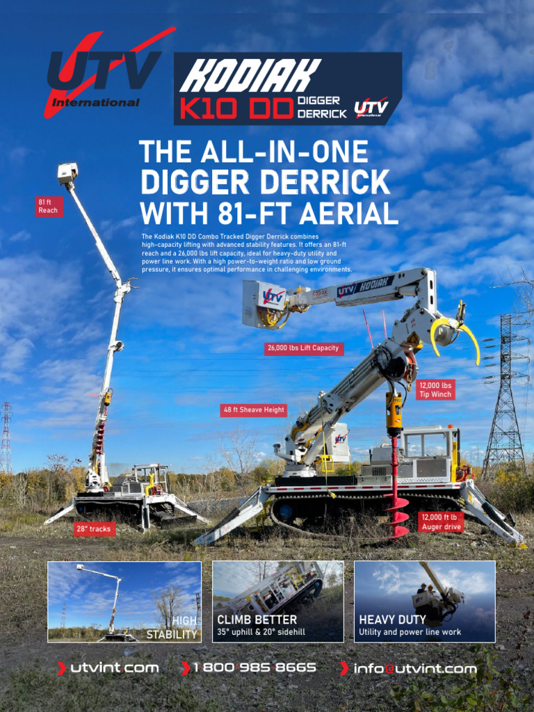 Kodiak K10 DD Combo Digger Derrick Specs | PDF | Crane (Machine) | Vehicles