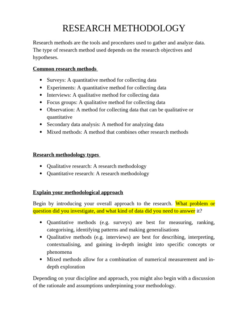 Research Methodology Overview and Techniques | PDF | Methodology ...