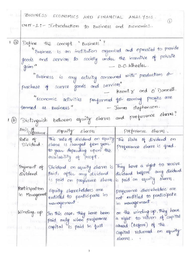 BEFA Unit 1 Answers To Question Bnak For II CE, ME, ECE and EIE | PDF