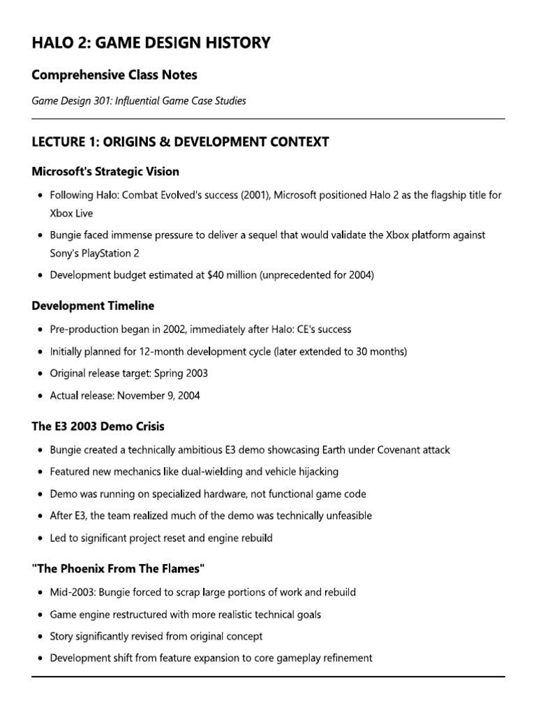 Game Design Class Notes | PDF