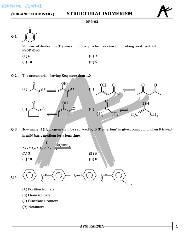 DPP - 02 - Structural Isomerism NJ - 247 | PDF | Isomer | Organic Chemistry