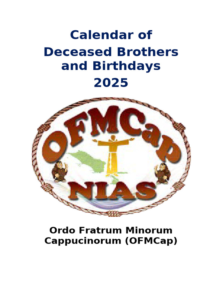 Kalender Ulang Tahun dan Arwah OFMCap 2025 | PDF