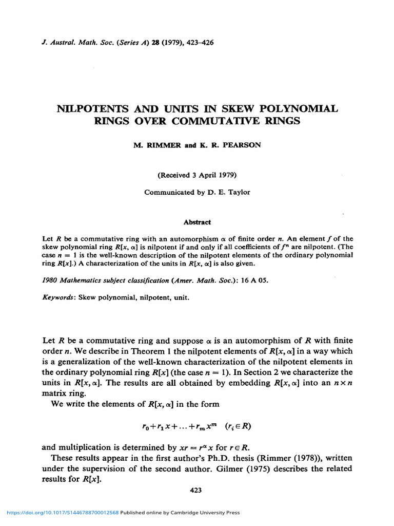 Nilpotents and Units in Skew Polynomial Rings Over Commutative Rings ...