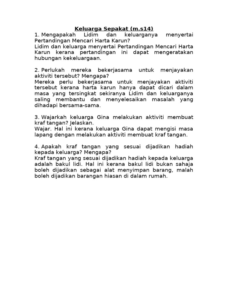 Keluarga Sepakat dalam Aktiviti Bersama | PDF