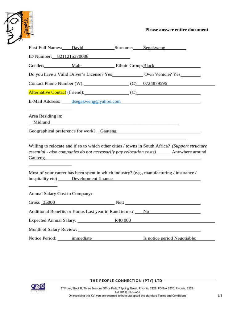 TPC Candidate Applicant Preferences (09E) | PDF | Business