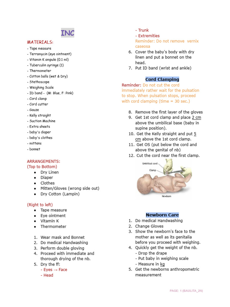 Newborn Care and Delivery Procedures | PDF | Infants | Childbirth