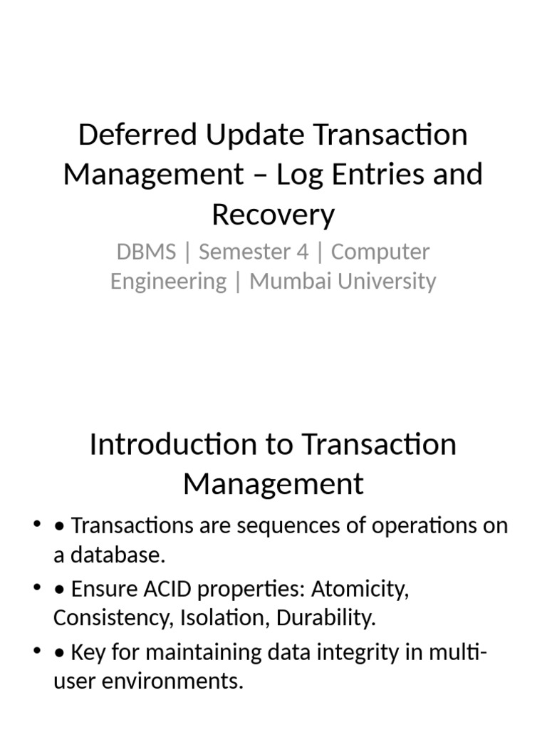 Deferred Update Recovery in DBMS | PDF