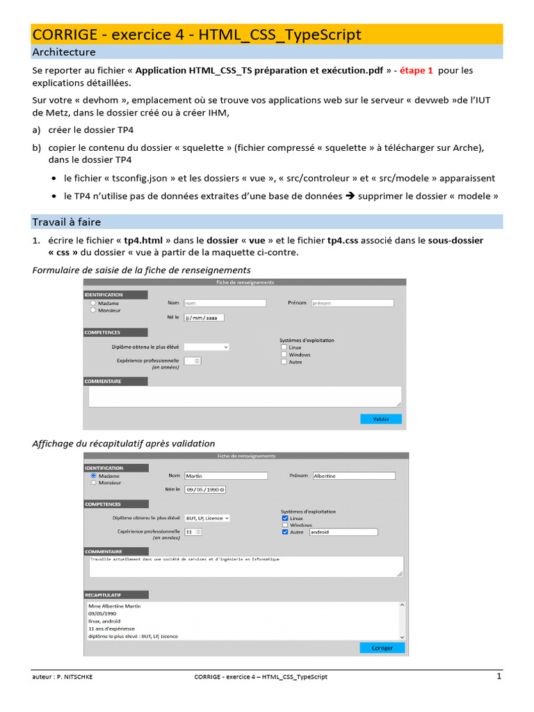 Correction Exercice 4 HTML/CSS/TS | PDF | Fichier informatique ...