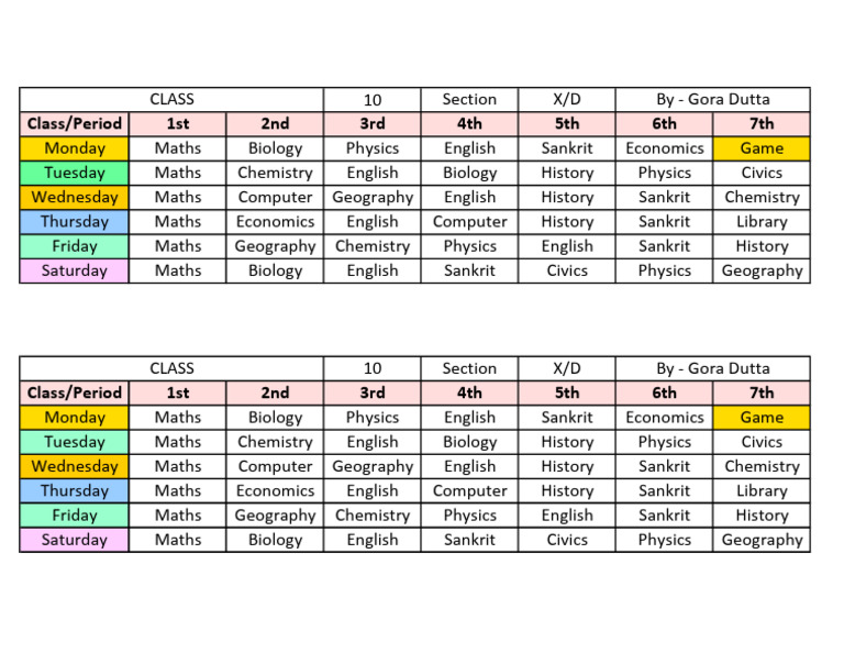 Class 10 Daily Routine Timetable | PDF