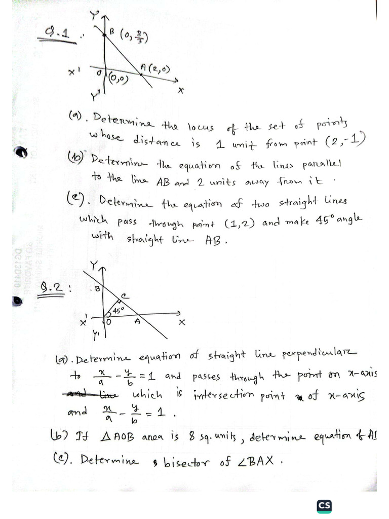 Straight Lines Question | PDF
