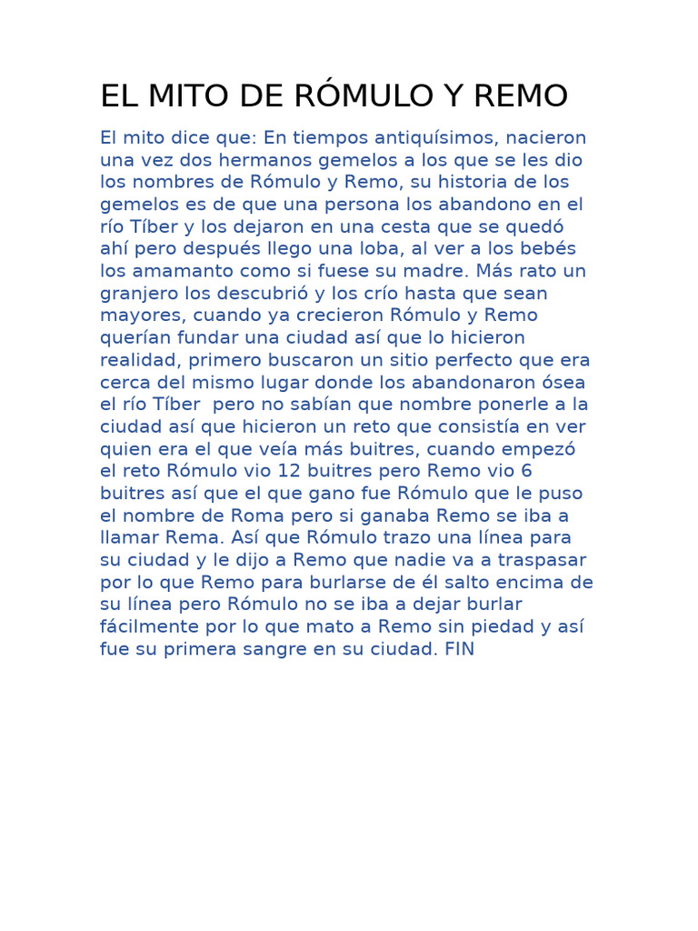 Rómulo y Remo: Fundación de Roma | PDF