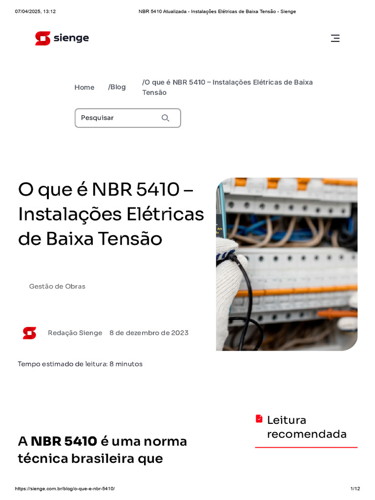 NBR 5410: Segurança em Instalações Elétricas | PDF | Fiação elétrica ...