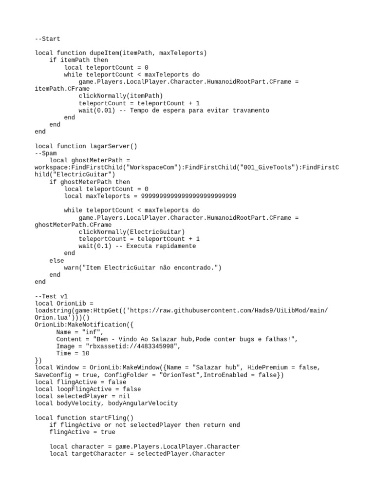 Roblox Script for Item Duplication and Fling | PDF