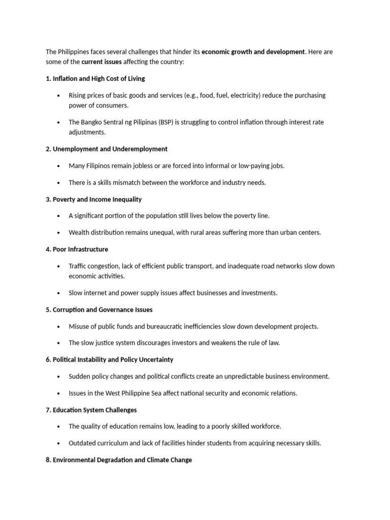 Challenges to Economic Growth in the Philippines | PDF | Cost Of Living ...