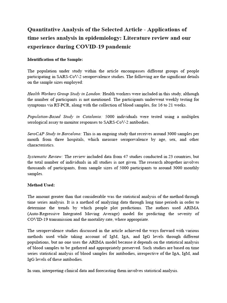 Quantitative Analysis of The Selected Article | PDF | Autoregressive ...