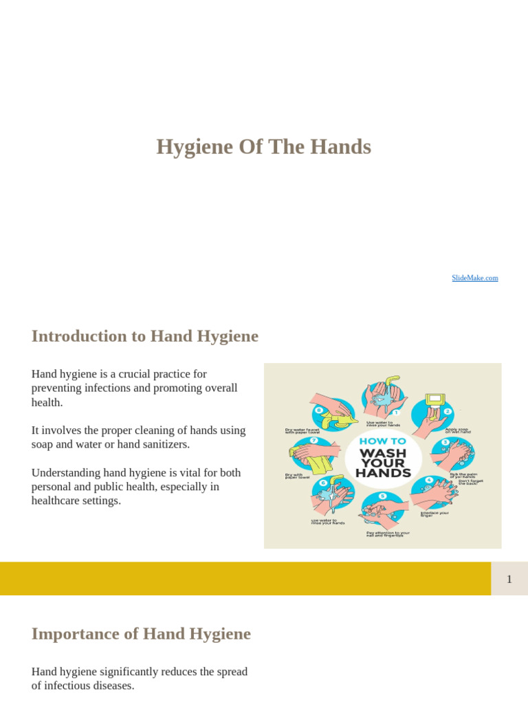 Hygiene Of The Hands | PDF | Hand Washing | Hygiene