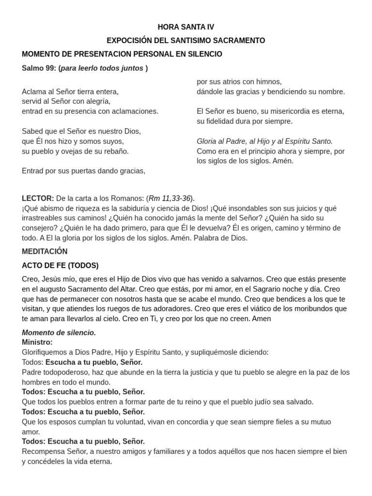 Hora Santa IV | PDF | María, madre de Jesús | eucaristía