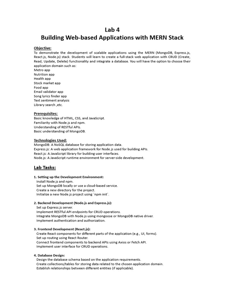 MERN Stack Web Application Lab Guide | PDF | Mobile App | Databases