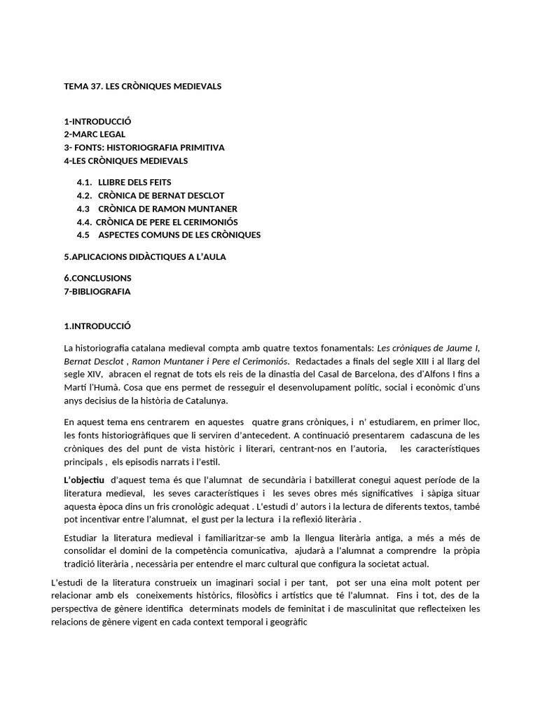 tema 37. Les cròniques medievals | PDF