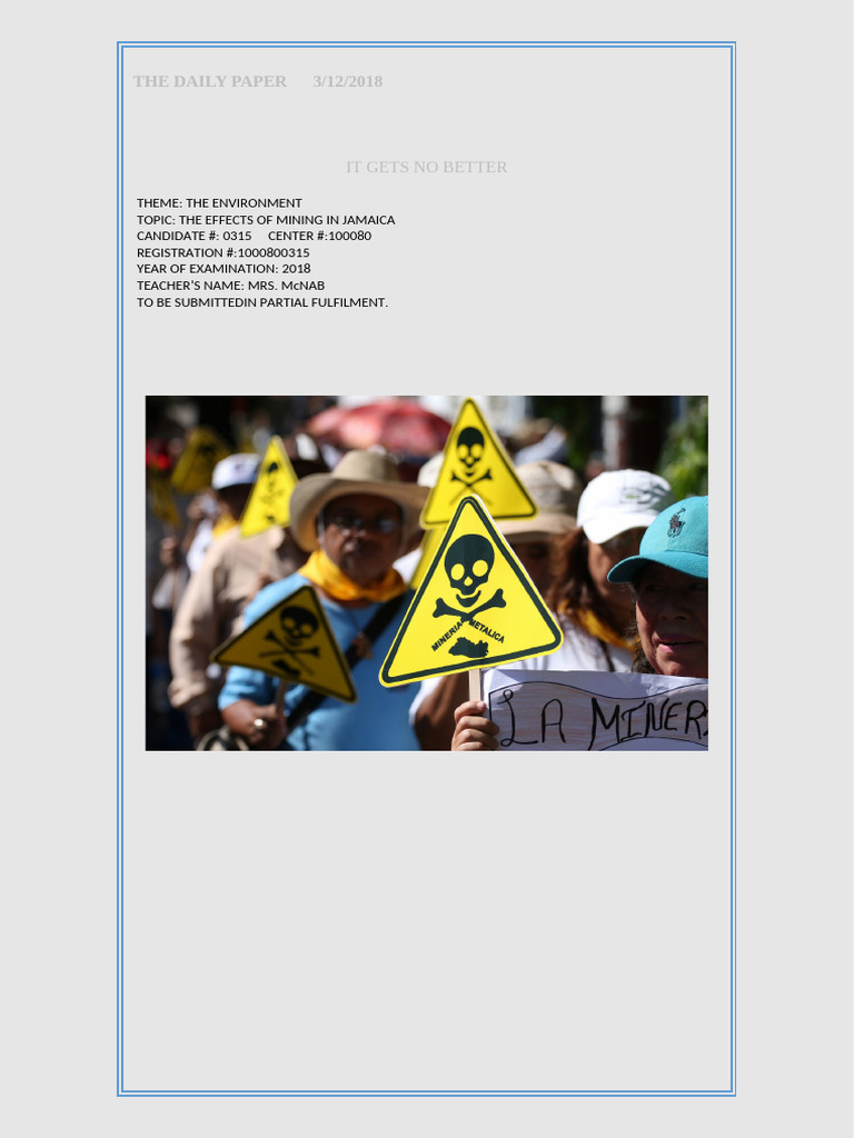 Communication Studies Sba (Leon Haley) | PDF | Water | Pollution