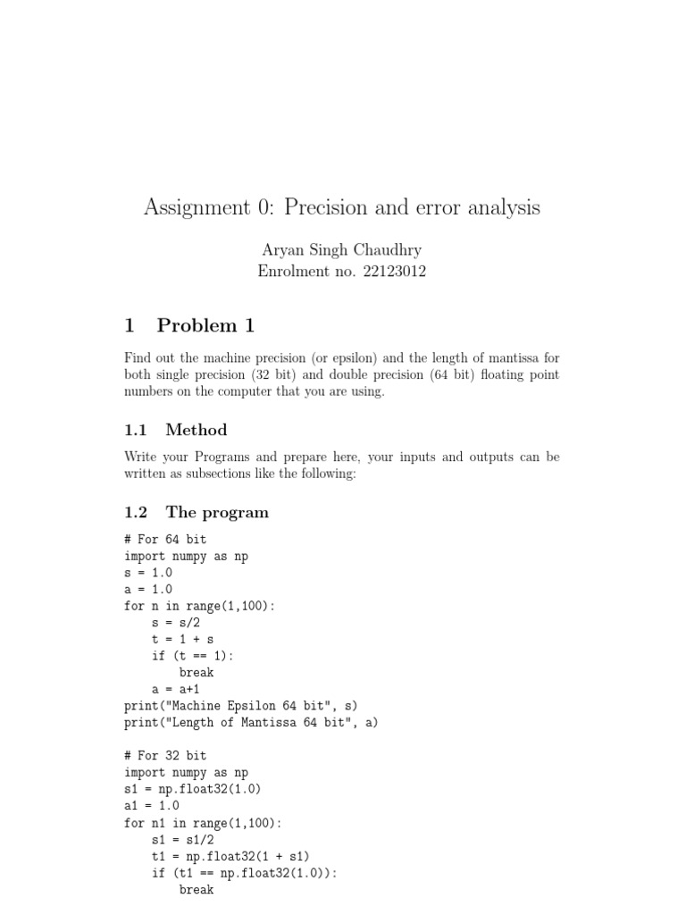 Precision and Error Analysis in Python | PDF | Computer Architecture ...