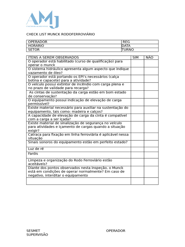 Check List Munck | PDF